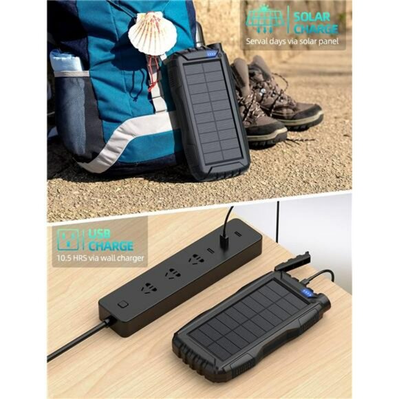 42800mAh Solar Power Bank Portable Charger Fast Charging USB Battery Pack - Picture 5 of 7